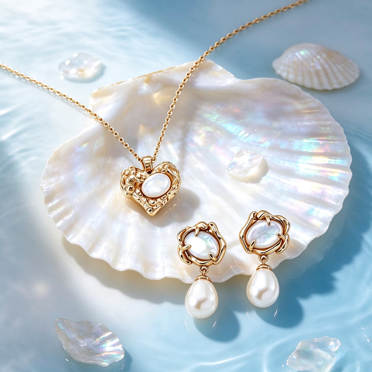 Moonlit Heart Pearl Set