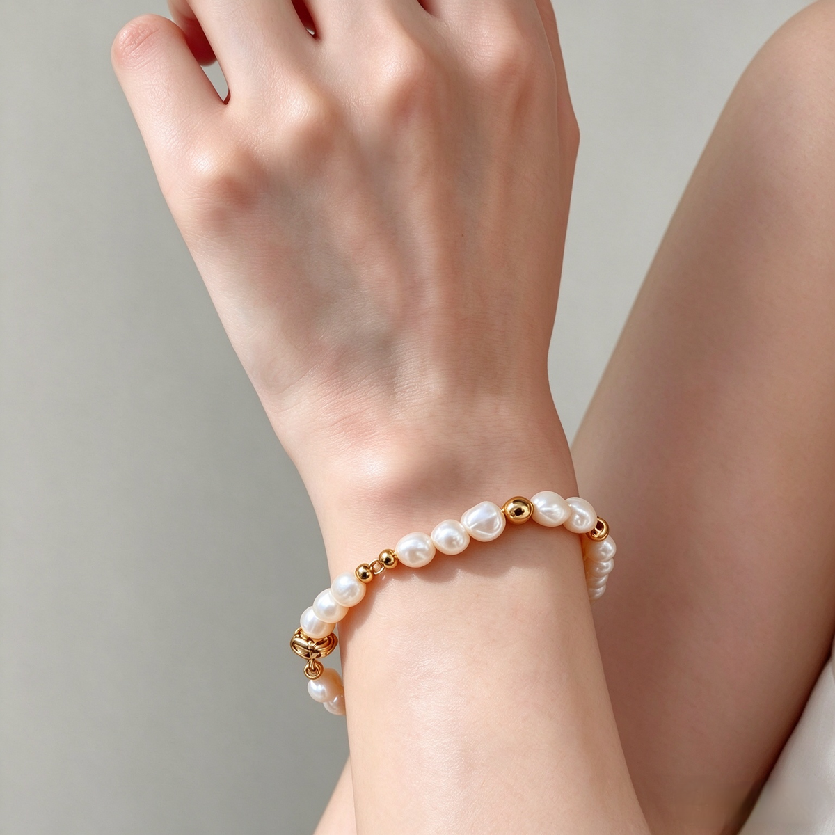 Freeform Pearl Toggle Bracelet