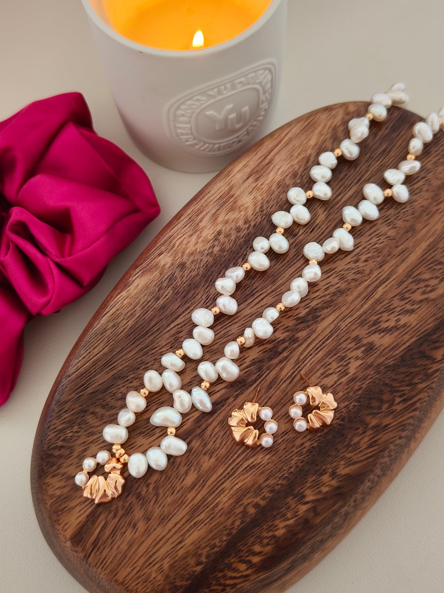 Golden Bloom Pearl Set